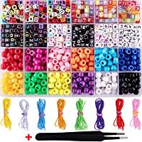 Duufin Abalorios para Hacer Pulseras Abalorios Letras y Cuentas Pony 8mm con Cordón Elástico Abalorios pour DIY Pulseras